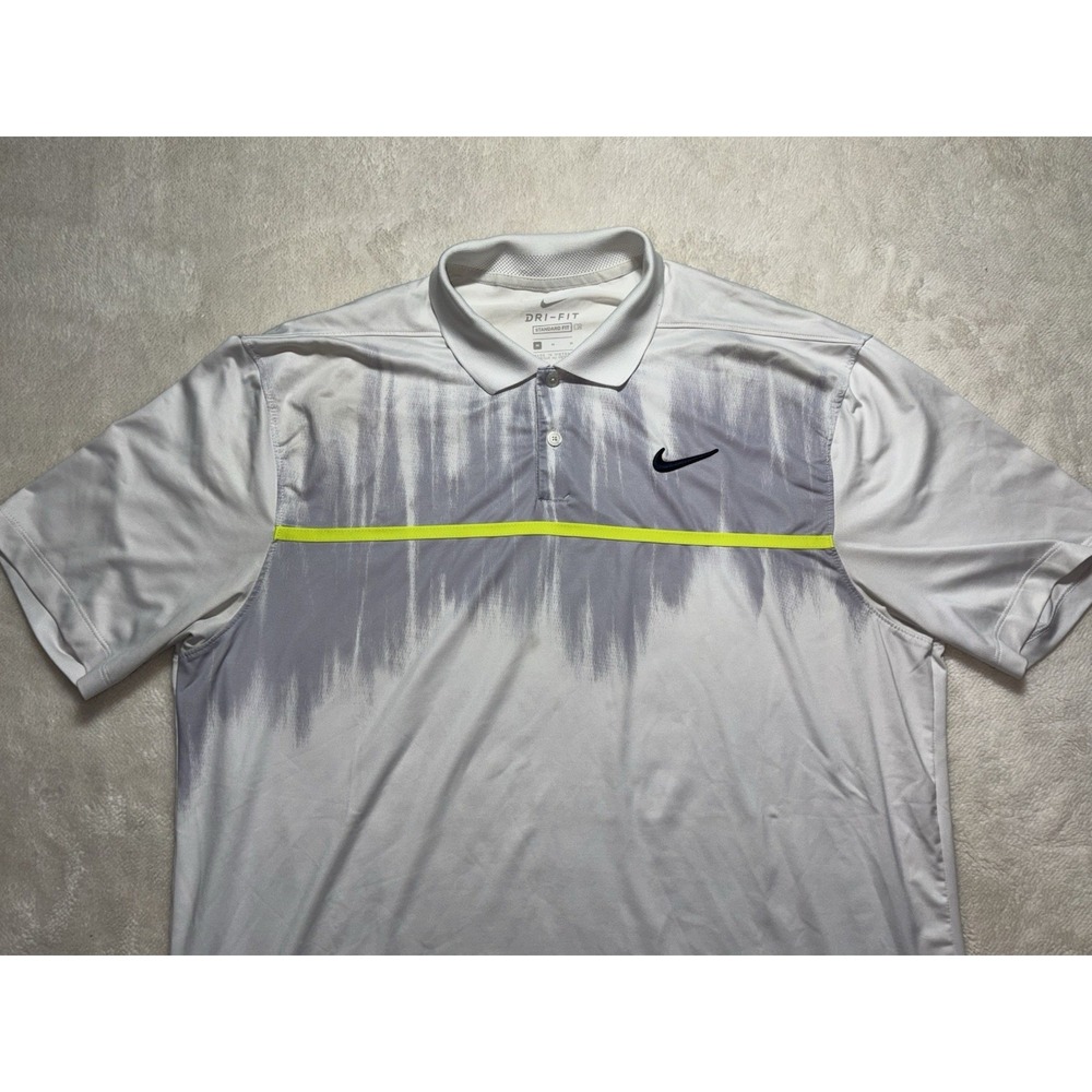 Nike Dri Fit Short Sleeve Neon Line Golf Polo Shirt Size M - Picture 2 of 9